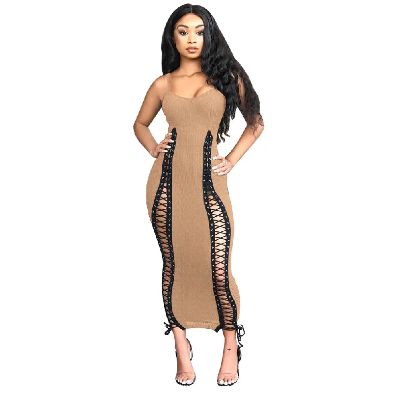 Women'S Fashion Sexy Slit Bandage Spaghetti Strap Dress Party unclassified dresses