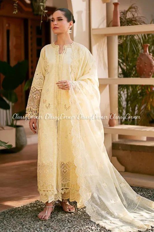 Yellow Lawn Readymade 3PC Suit Bright color unclassified dresses