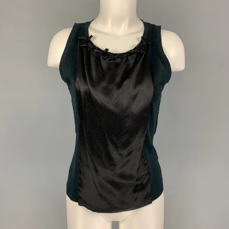 YVES SAINT LAURENT Size S Black Cotton Camisole Top Spring unclassified dresses