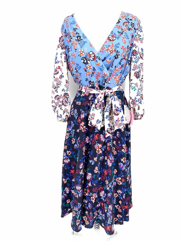 1901 Women's Blue/White Empire Polyester Floral Size 6 Dress Birthday floral dresses