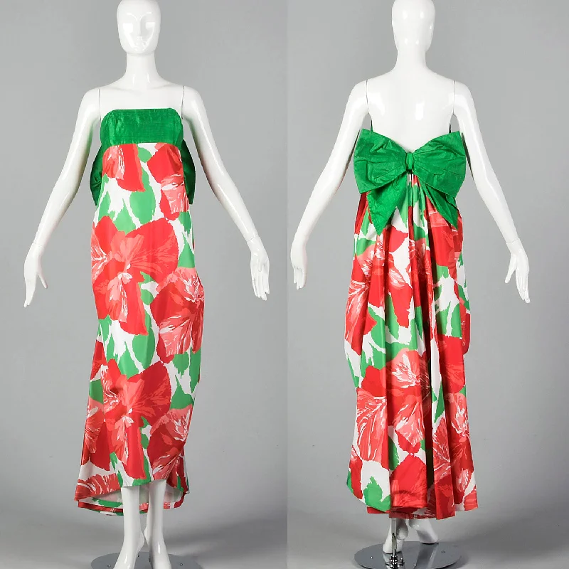 1980s Victor Costa Floral Print Dress High-end floral dresses