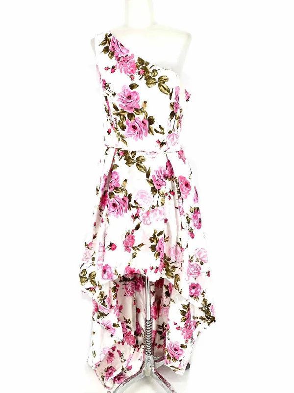 Blondie Nites Women's White/Pink One Shoulder Polyester Floral Size 11 Dress Must-have floral dresses for this season