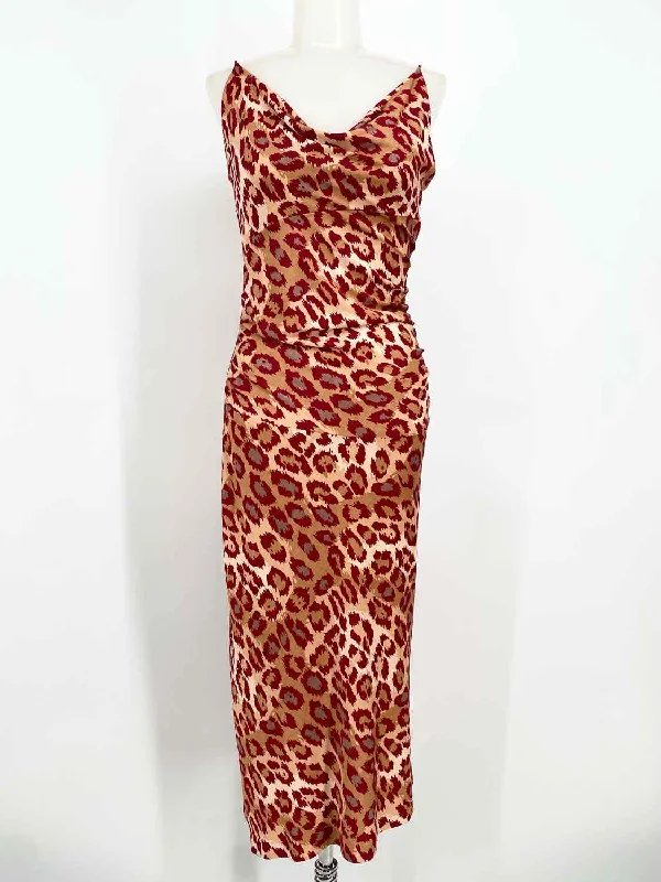 Diane Von Furs Women's Pink/Beige Spaghetti Strap Silk Animal Print Size 8 Dress Romantic floral dresses