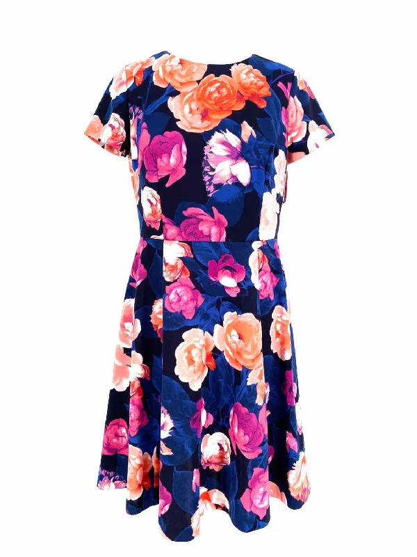 Eliza J Women's Blue/Pink Short Sleeve Floral Size 8P Dress Floral dresses under $100