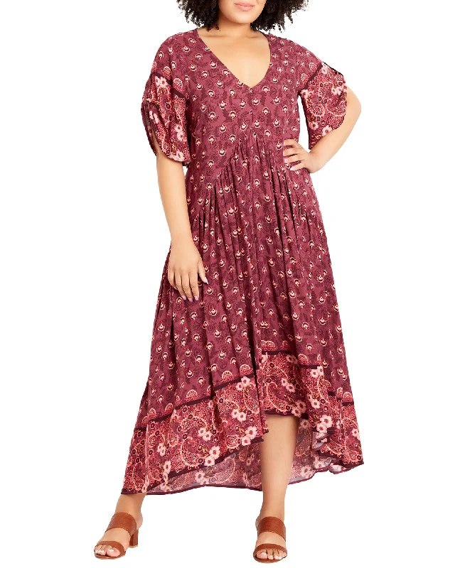 Gal Border Print Dress | Burgundy / Pink Best floral dresses for work