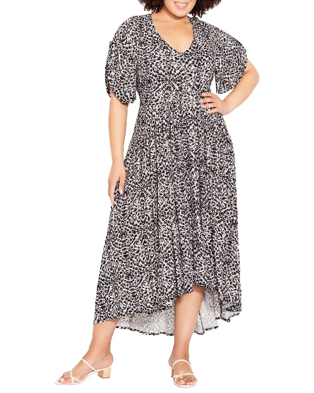 Gal Printed Dress | Brown / White Flattering floral dresses for all body types