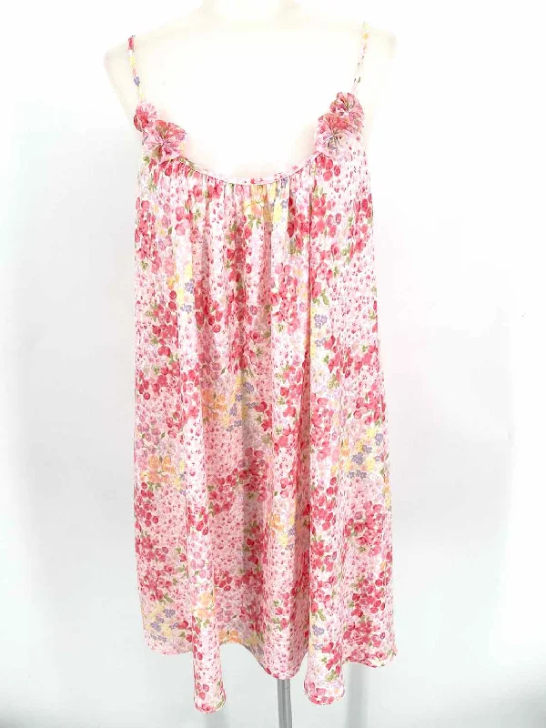 Oscar de la Renta Women's White/Pink Spaghetti Strap Polyester Floral Dress Edgy floral dresses