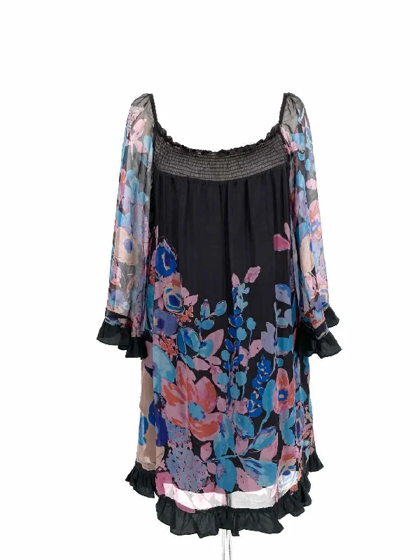 Trinity Women's Black Empire Silk Floral Size S Dress Long floral dresses