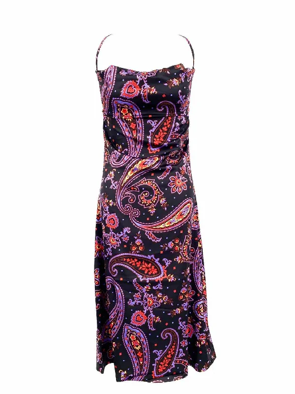 WEWOREWHAT Women's Black Print Spaghetti Strap Abstract Date Night Size S Dress Vintage floral dresses