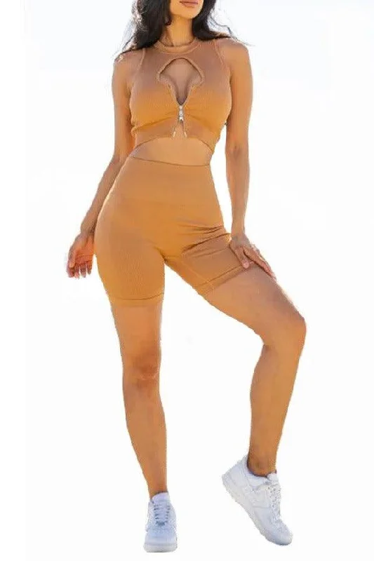 Seamless Sexy Crop Top With Short Set Mini Skirt Summer