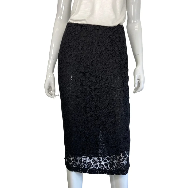 Red Valentino Elegant Black Lace Mini Skirt Fitted Pleated Skirt