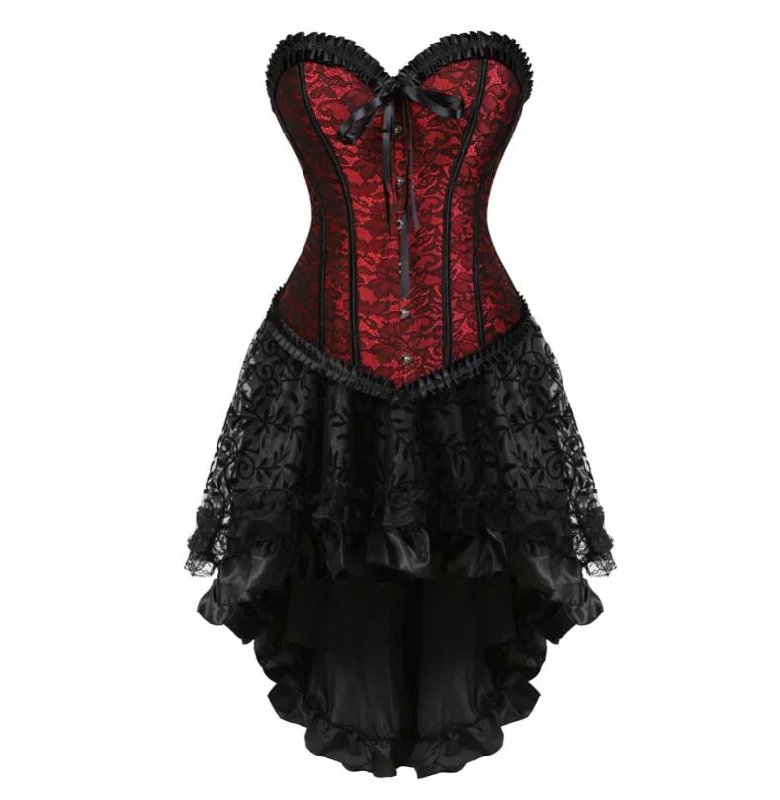 Vintage Steampunk Corsets Gothic Overbust Carnival Dress Costume Petticoat Mini Skirt High-waist Skirt Trend