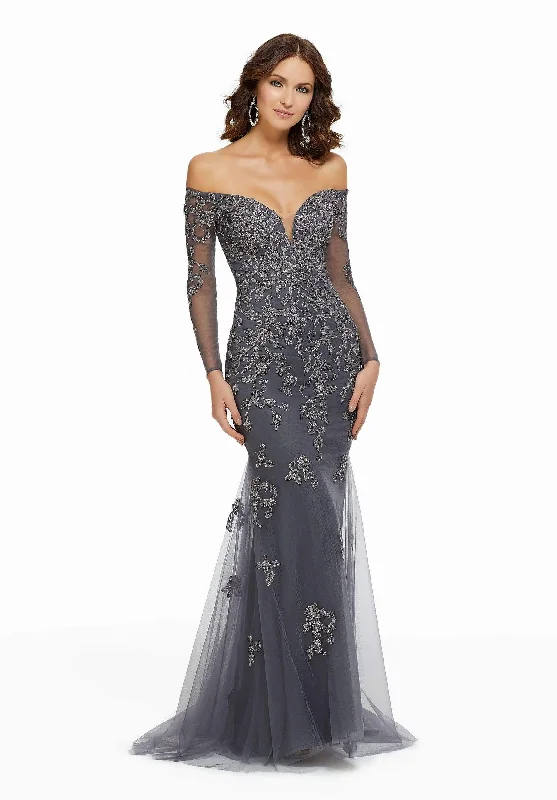 MGNY By Mori Lee 72015 - Metallic Lace Evening Dress Lace Bridesmaid Gown