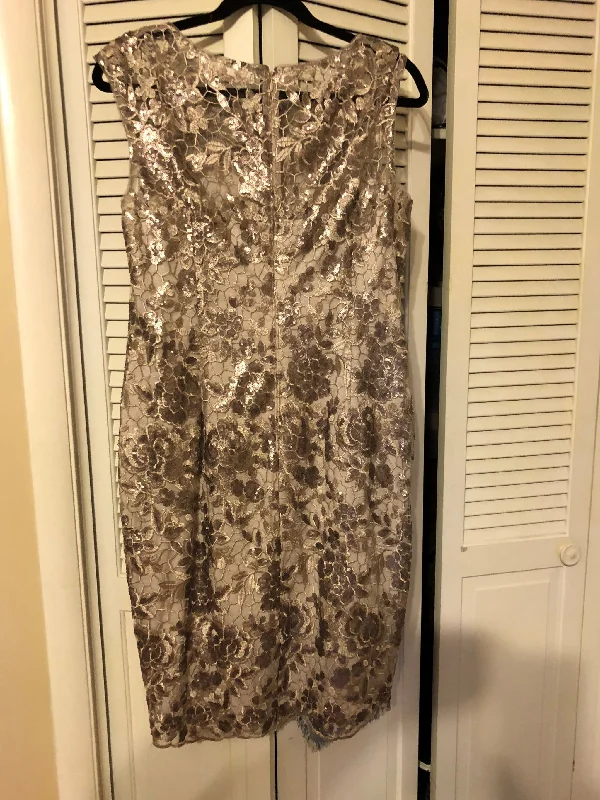 Adrianna Papell Lace Sheath Dress Cocktail length Sheer Lace Dress