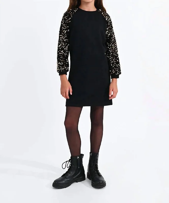 Girl Sequin Dress In Black Strapless Sequin Dress