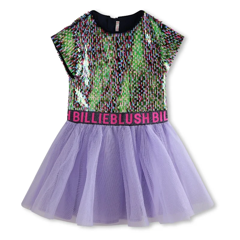 Multicolored Sequin Logo Dress Gold Sequin Dress