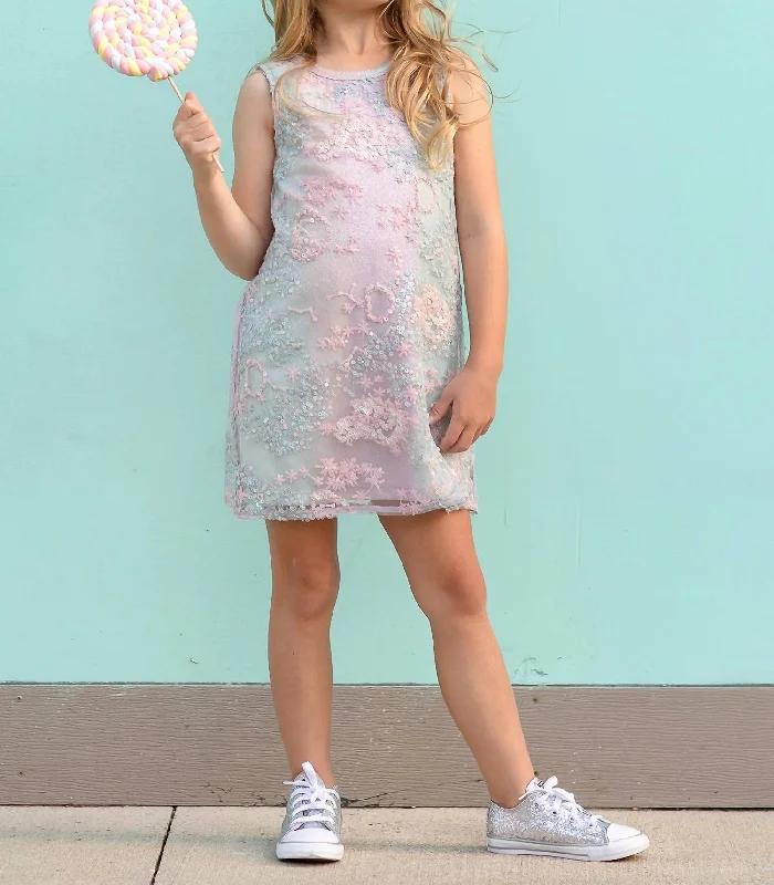 Under The Sea Sequined Embroidery Dress In Aqua Multi Silver Glitter Sequin