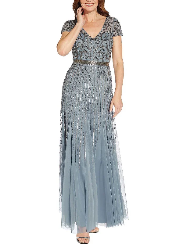 Womens Sequin Beaded Evening Dress Sequin Lace Dress