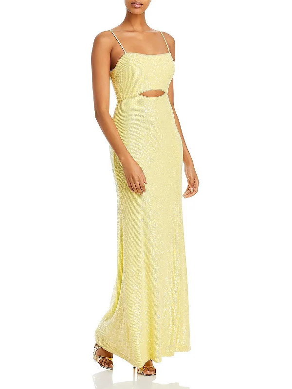 Womens Sequined Cut-Out Evening Dress Sequin Dress Glam