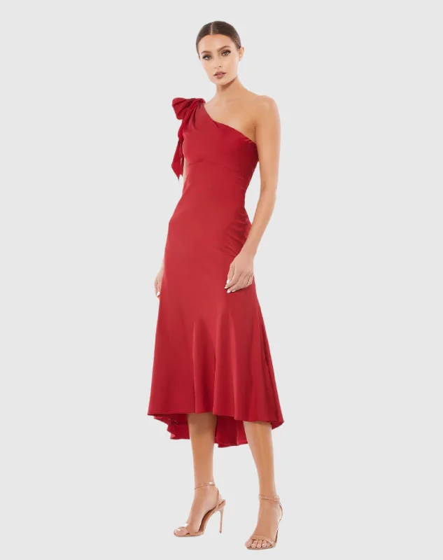 Satin One Shoulder Midi Dress - FINAL SALE Casual Midi Skirt