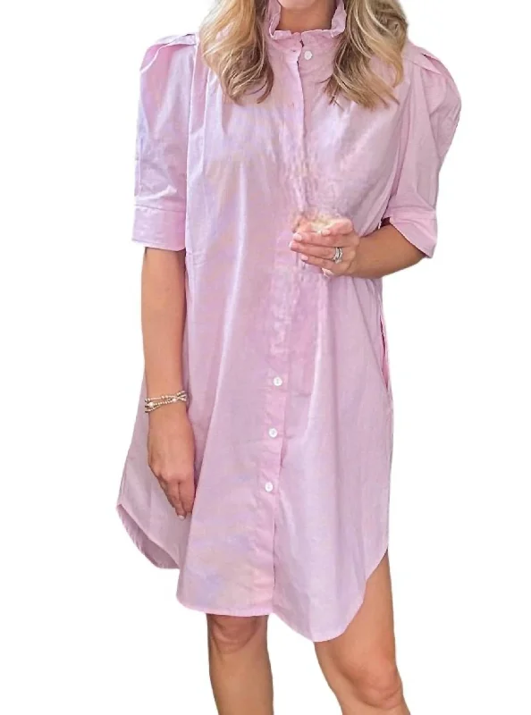 Callie Pinstripe Shirt Dress In Pink Basic Shirt Dress