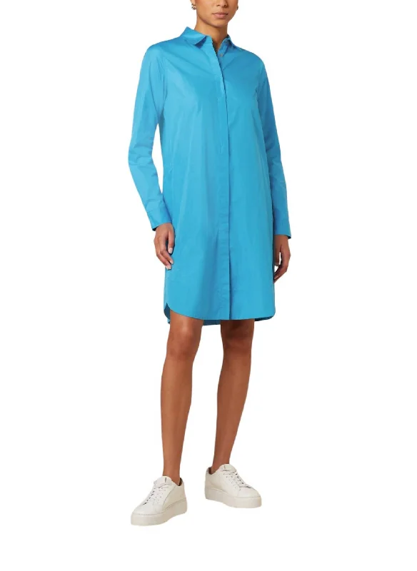 Gracia New Shirt Dress In Blue Pleated Shirt Gown