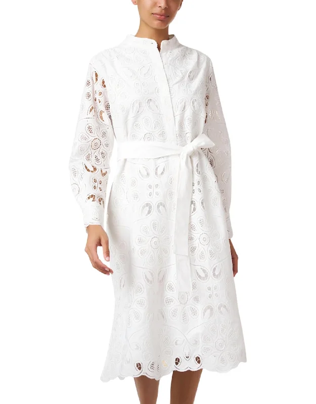 Hollis Eyelet Shirt Dress In Optic White Lace Shirt Dress