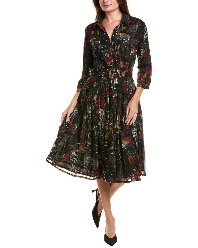 Samantha Sung Audrey Shirtdress Long Sleeve Shirt Dress