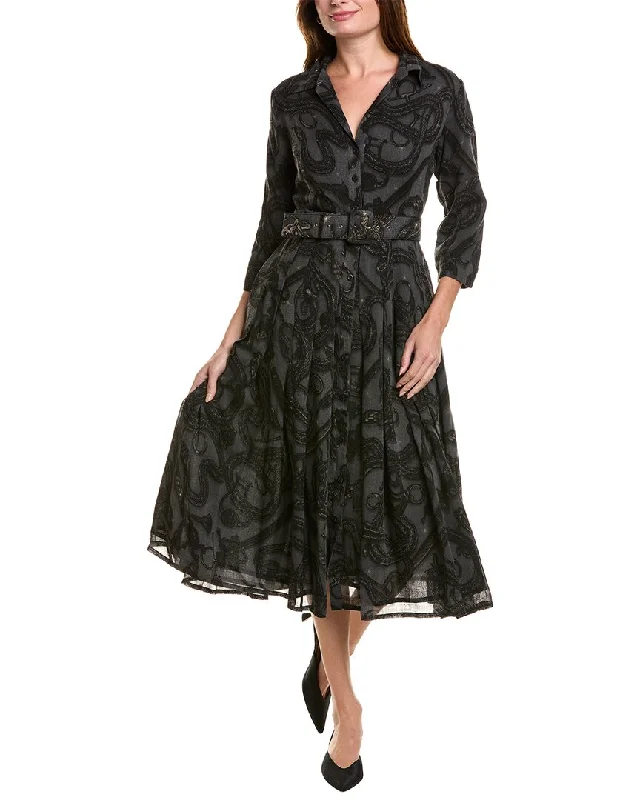 Samantha Sung Audrey Shirtdress Black Shirt Dress