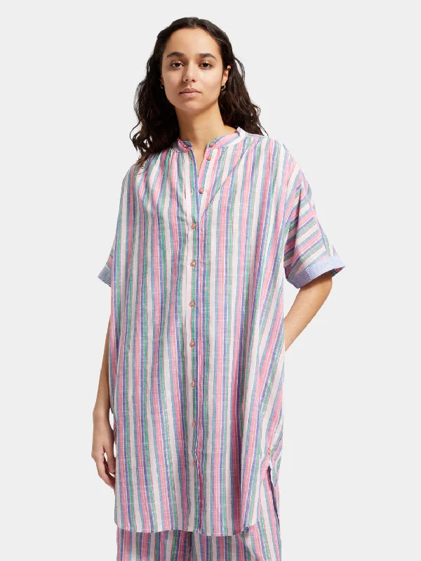 Striped oversized beach shirt dress A-line Shirt Dress