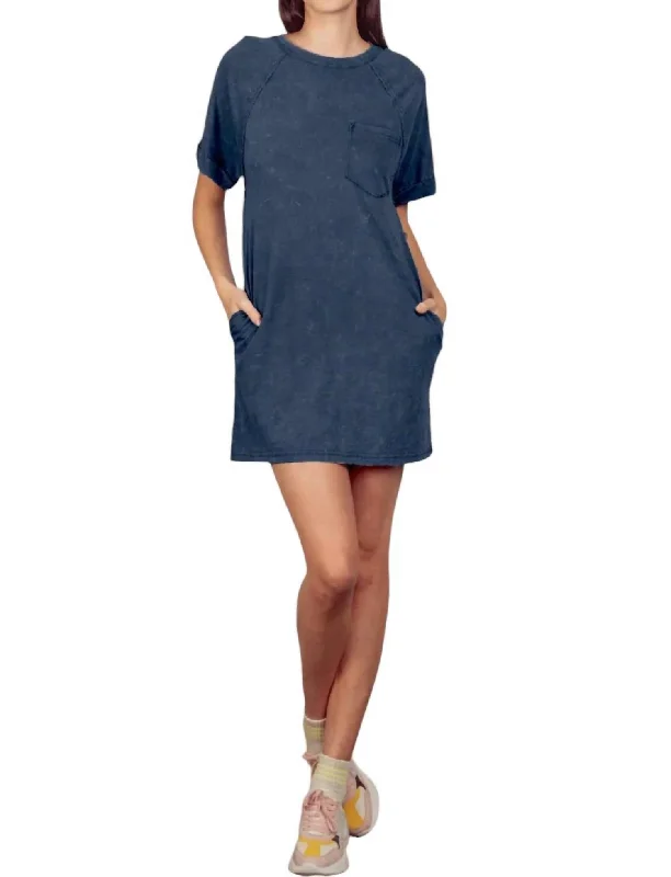 Trailblazer Oversize Mineral Wash T-Shirt Dress In Denim Wash Color Shirt Dress Casual