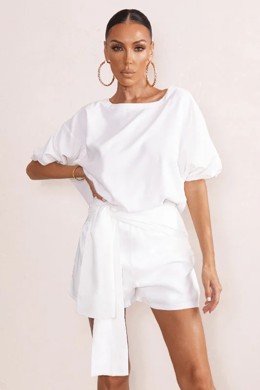 Watch Me | White Dipped Hem T-Shirt Shirt Dress Casual