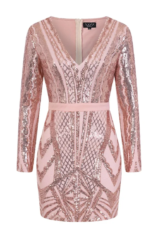 Coco Couture Vip Rose Gold Nude Sequin Bodycon Illusion Dress Fashion Bodycon Dress