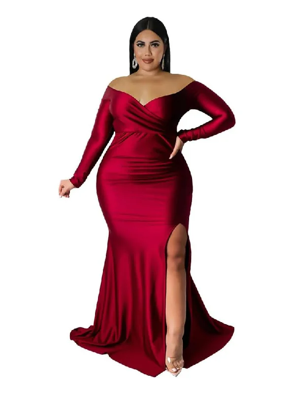 Helena Plus Size Mermaid Bodycon Gown Mesh Bodycon Dress