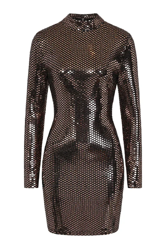 Hypnotised Bronze Metallic Mirrored Sequin Bodycon Dress Classic Bodycon Dress