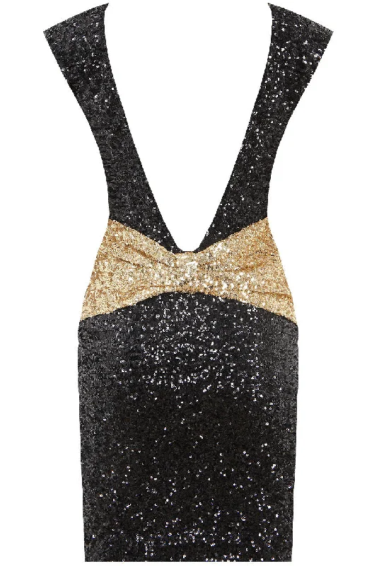 Monroe Black Sequin Plunge Bow Back Bodycon Dress Lace Bodycon Dress