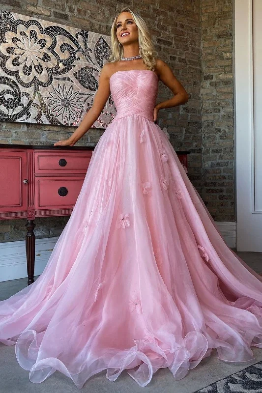 Pink tulle long prom dress pink tulle formal dress,DS2338 Tulle Dress Twirl